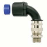 FPAX90-BT-CG - 90° elbow, swivel brass conduit fitting with integral cable strain relief